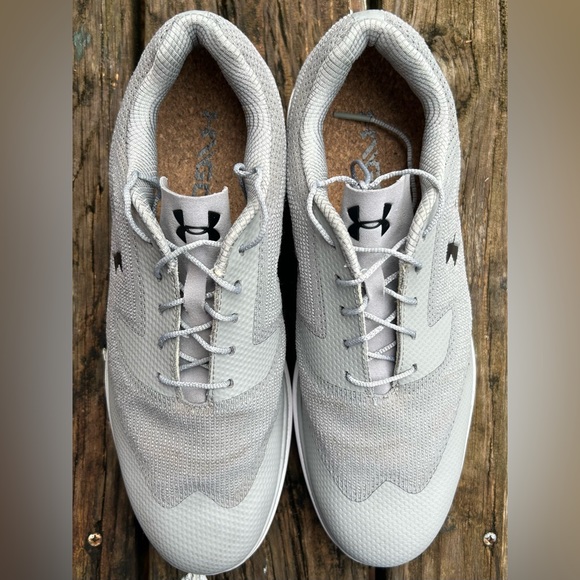 Under Armour UA Tour Tips Knit SL Golf Cleats Spikes Men’s Light Grey Size 9.5 - Picture 3 of 11